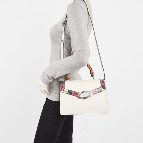 Gucci White Leather/Snakeskin Lilith Top Handle Bag - Picture 1 of 11